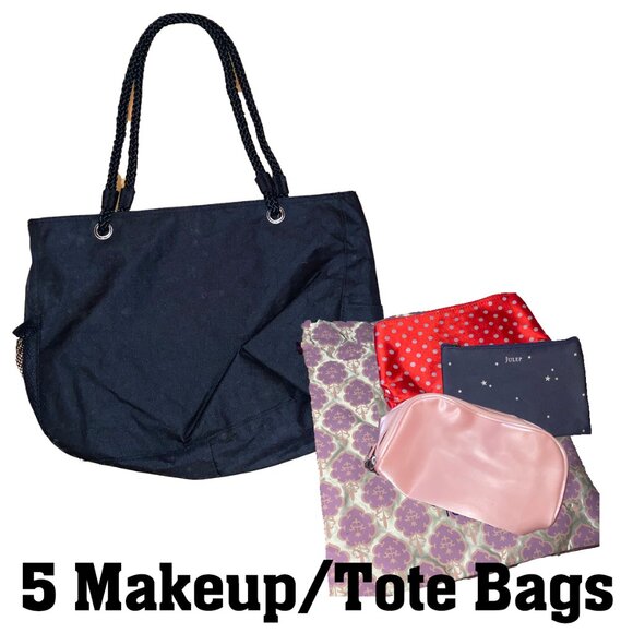 Lot of 5 new, unused makeup lingerie accessory tote bags Lancome, Tarte, Julep - Picture 1 of 15